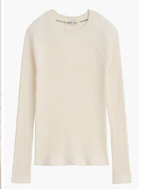 Alex Mill Ribbed Crew Neck Sweater in Ivory 95% Cotton 5% Cashmere